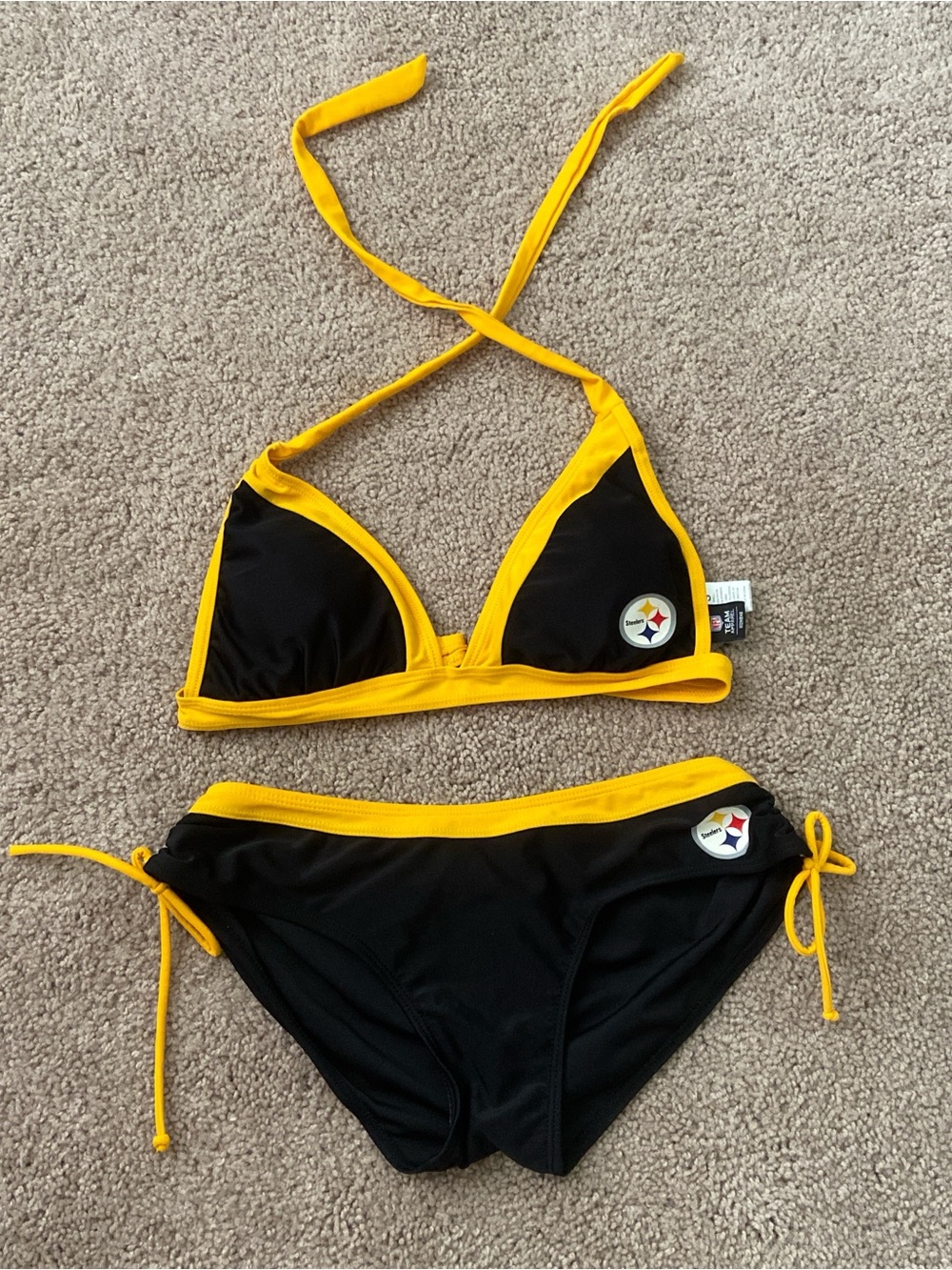 NFL Pittsburgh Steelers Black and Yellow Bikini Set